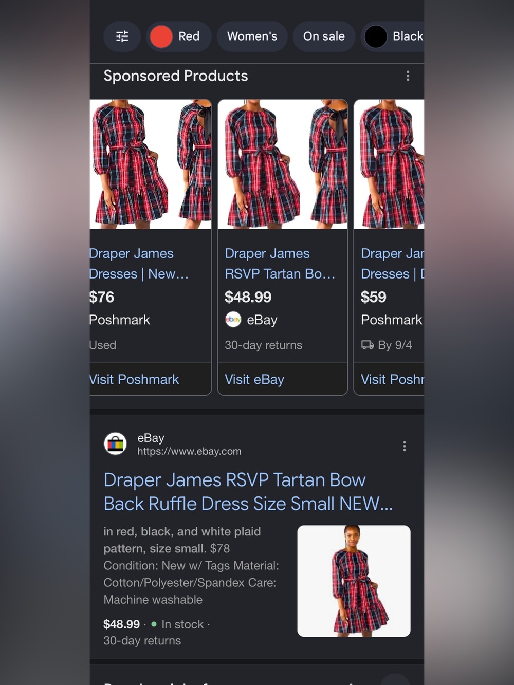 Draper James RSVP Long Sleeve Tiered Bow Back Dress Holiday Plaid Ruffle Belted - Picture 10 of 11